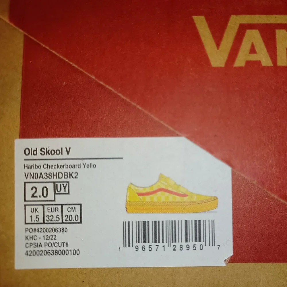 Vans X Haribo Youth 2 Old Skool V Checkerboard Yellow VN0A3D29BK2